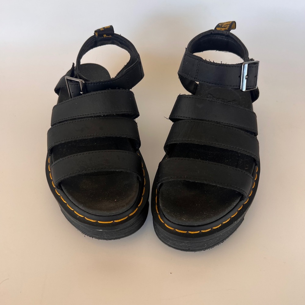 Dr. Martens Blaire Platform Sandals Womens Size 7 Black Good Gladiator Strappy